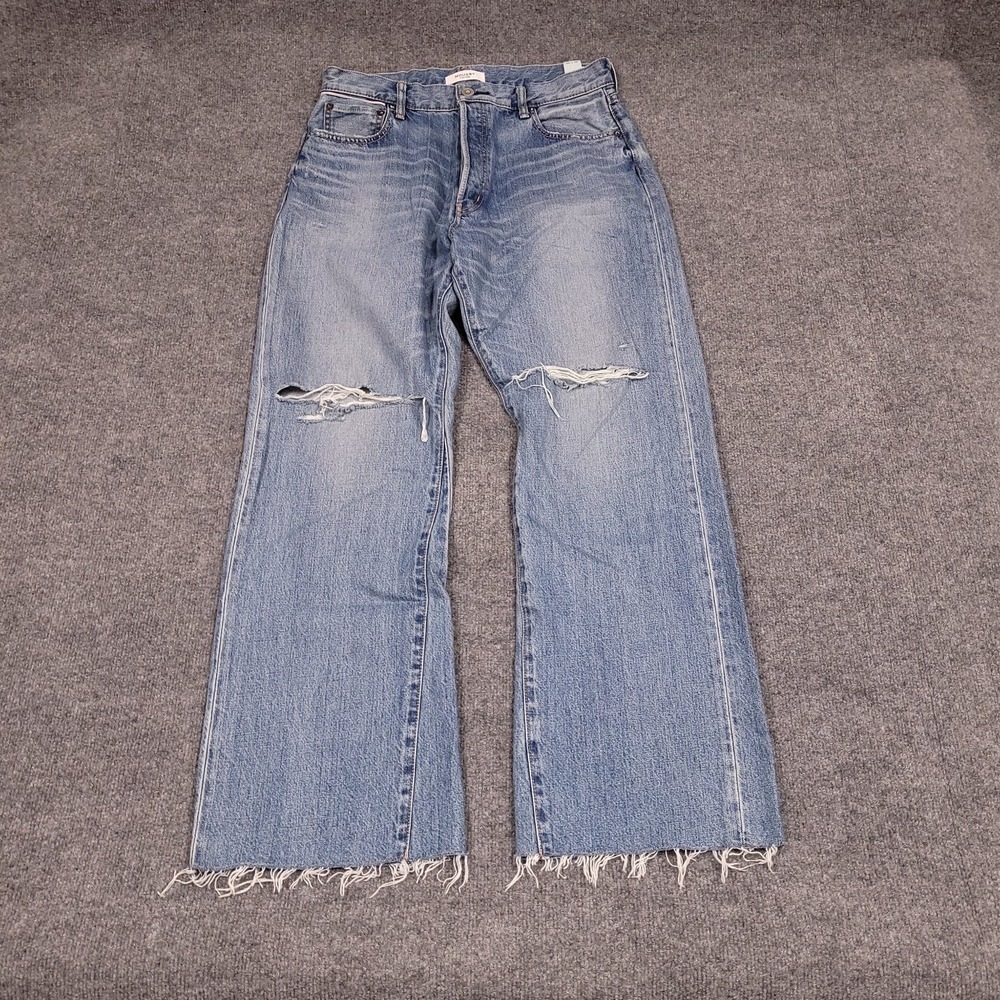 MOUSSY Vintage Japanese Denim Wide Leg Jeans Women 30x31 Distressed Raw Hem